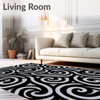Black Grey Swirl Pattern Rug