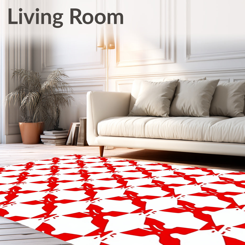 Bold Red Geometric Pattern Rug