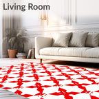 Bold Red Geometric Pattern Rug