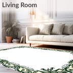 Ornate Floral Scrollwork Border Design Rug