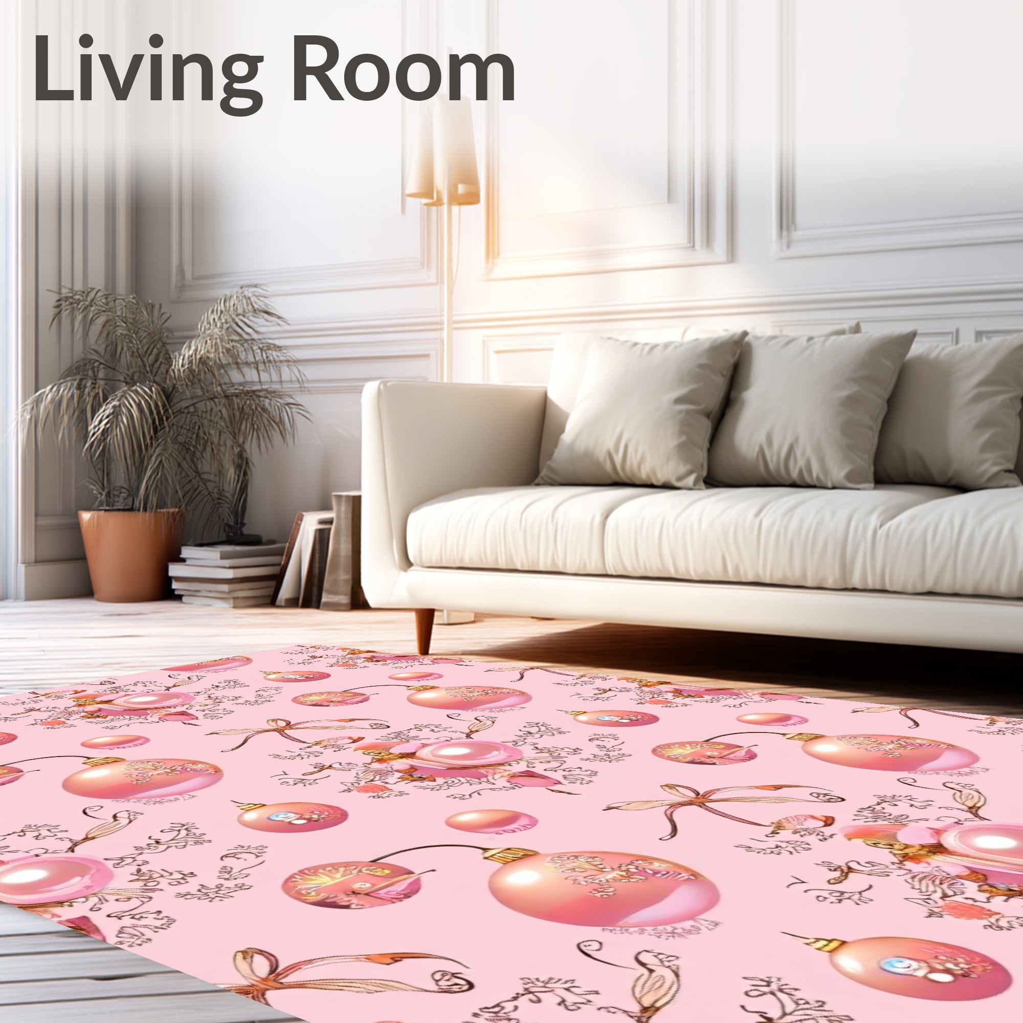Pink Pearl Ornaments Floral Accents Rug