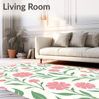 Pink Daisy Floral Pattern Rug