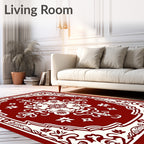 Rich Scarlet Cream Floral Medallion Rug
