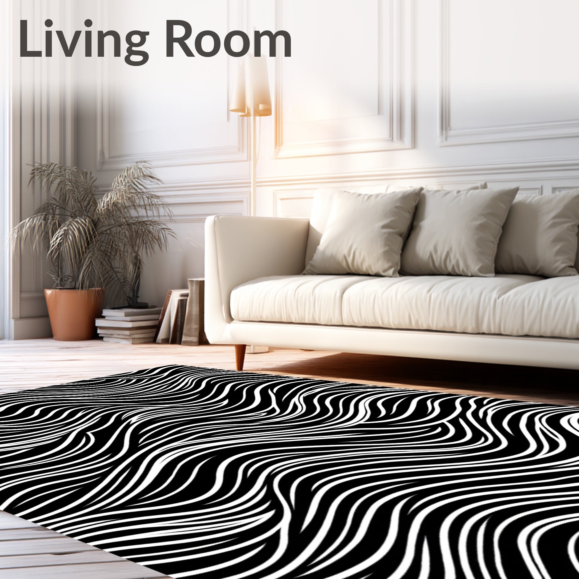 Striped Wave Pattern Accent Rug