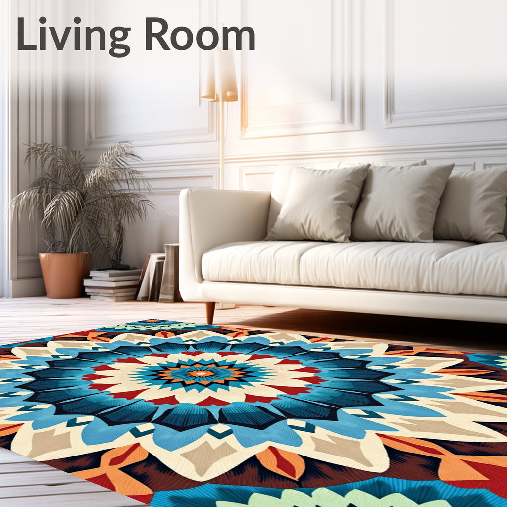 Bold Mandala Inspired Floral Design Rug