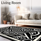 Black And White Abstract Geometric Pattern Rug