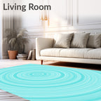 Cool Blue Concentric Circle Design Rug