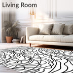 Abstract Black White Swirls Pattern Rug