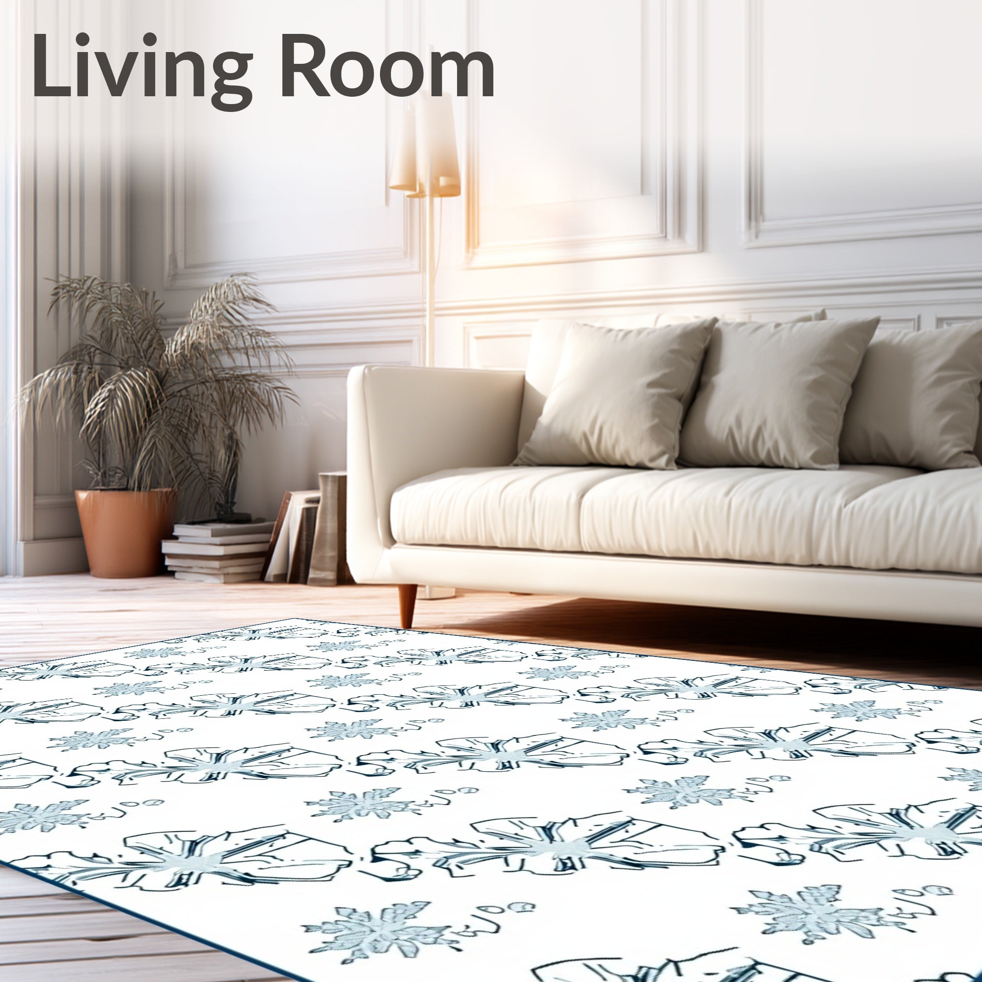 Light Blue Winter Snowflake Cluster Rug