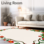 Vibrant Floral Vines Decorative Border Rug
