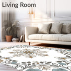 Foliate Mandala Inspired Textile Design Rug
