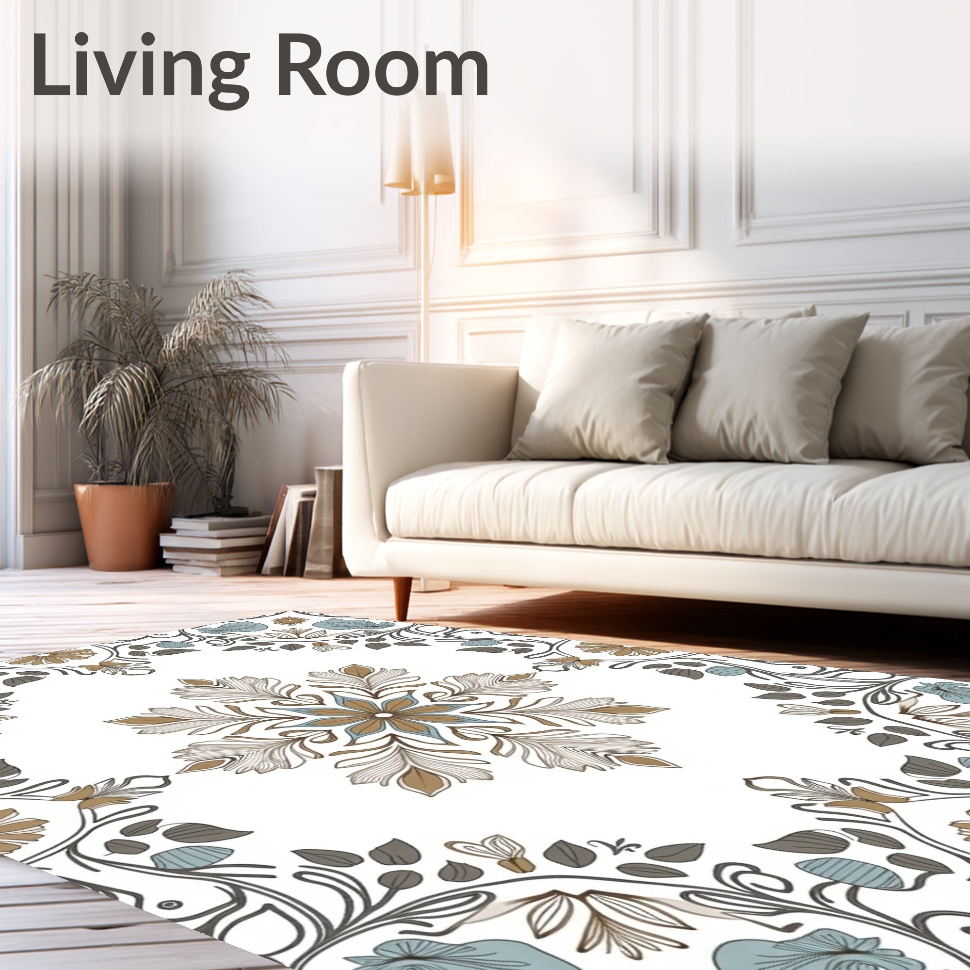 Foliate Mandala Inspired Textile Design Rug