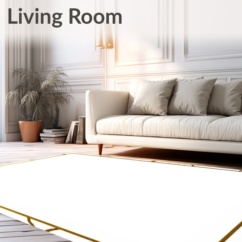 Gold Marble Swirl Abstract Rug