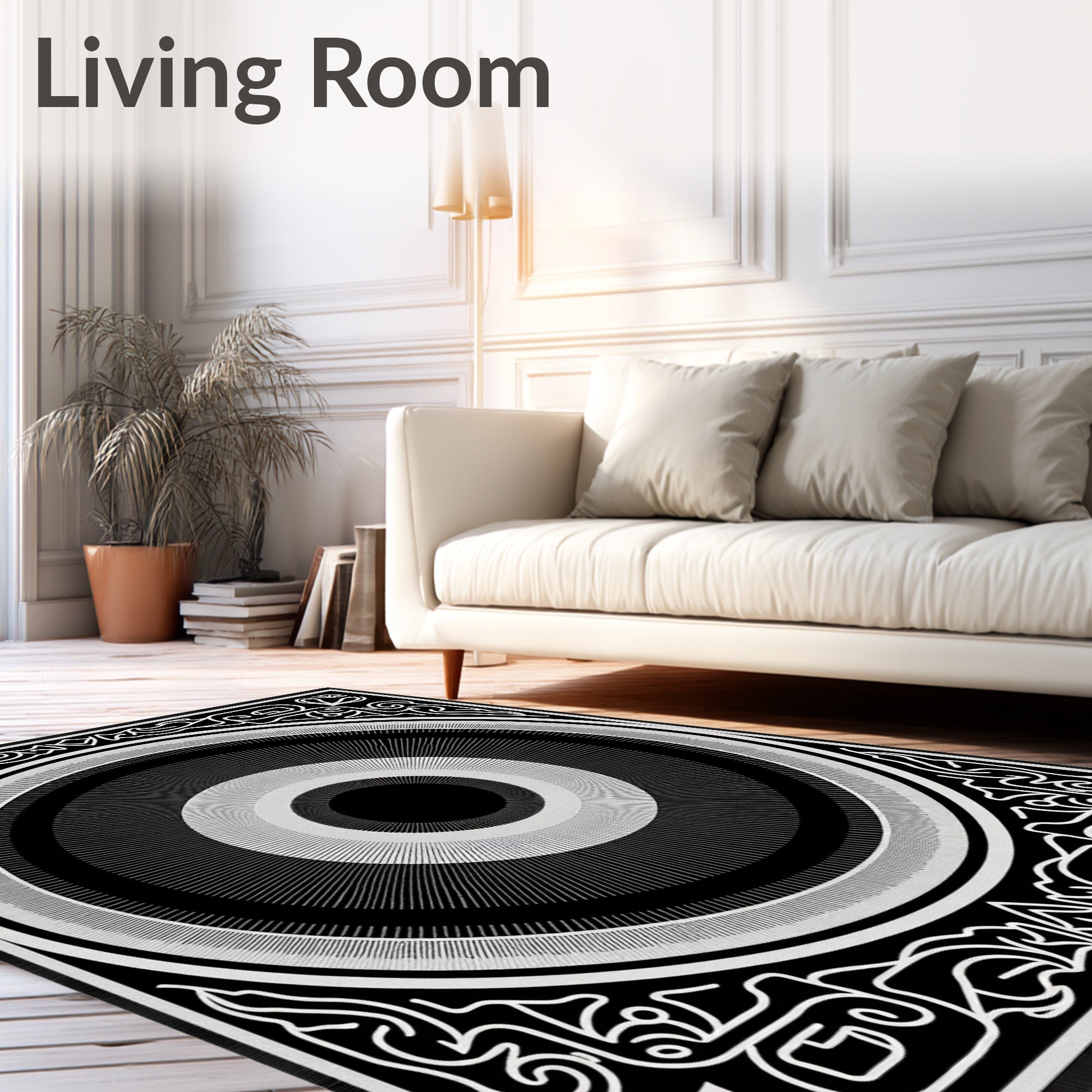 Monochromatic Concentric Circles Border Rug