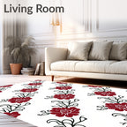 Deep Red Floral Vine Pattern Rug