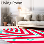 Crimson Mint Oval Stripes Rug