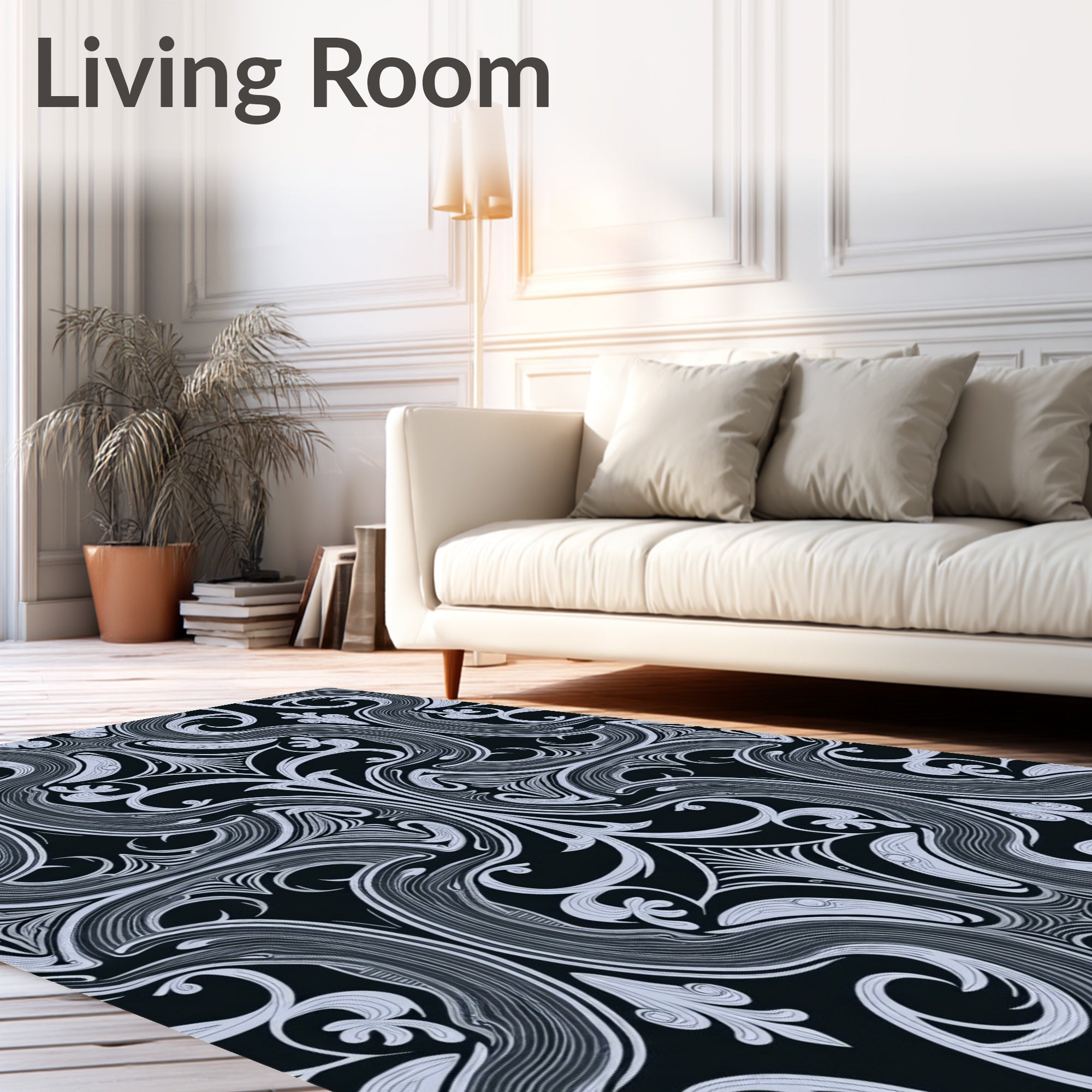 Intricate Swirling Floral Pattern Harmony Rug