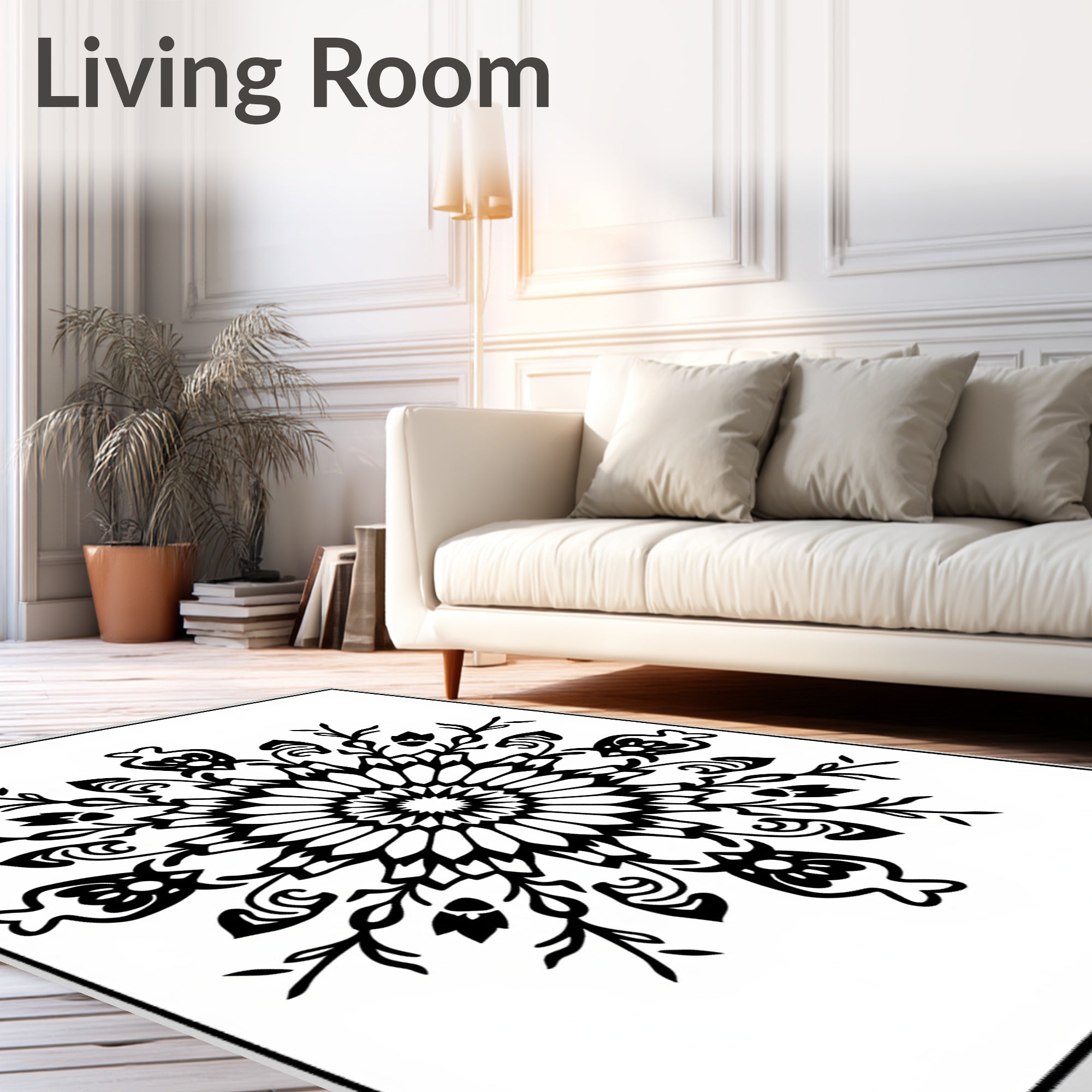 Intricate Floral Mandala Design Rug