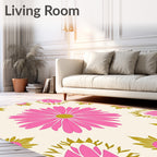Retro Pink 2 Tone Floral Pattern Rug