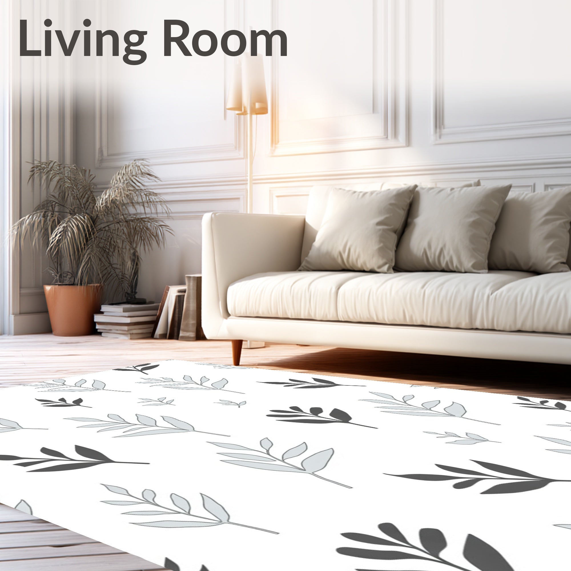Minimalist Leaf Patterned Design Rug