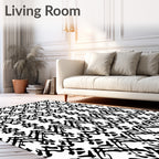 Ornate Black White Ethnic Pattern Rug