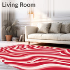 Red Swirl Abstract Pattern Rug