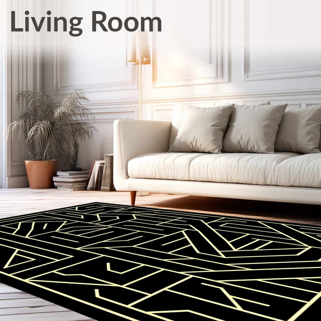 Abstract Geometric Maze Lines Rug