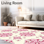 Traditional Pink Floral Scroll Pattern Rug