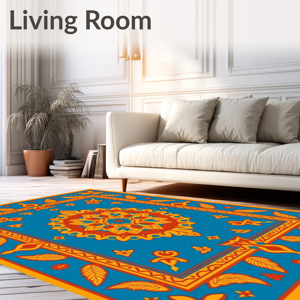 Vibrant Floral Medallion Pattern Rug