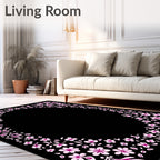 Floral Pattern with Pink Blossoms Rug