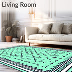 Mint Green Geometric Art Deco Rug