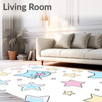 Cute Blue Cats Stars Pattern Rug