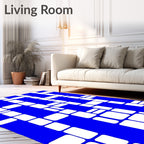 Abstract Blue White Rounded Rectangle Pattern Rug