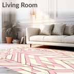 Geometric Pink Cream Art Deco Design Rug