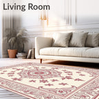 Ornate Floral Medallion Red Pattern Rug