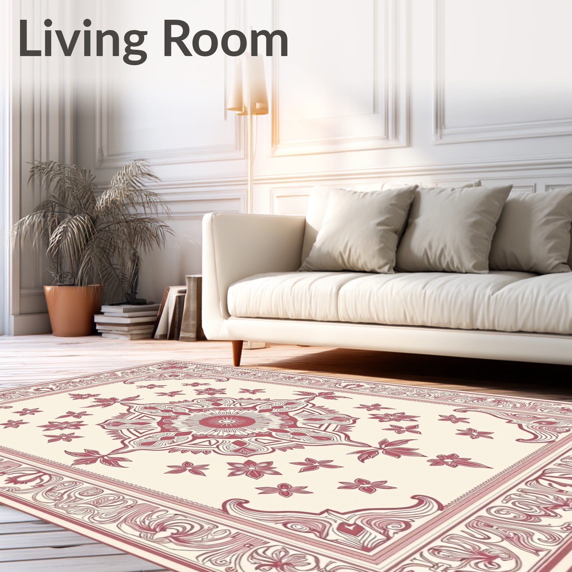 Ornate Floral Medallion Red Pattern Rug