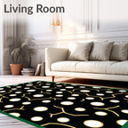 Black White Gold Abstract Circles Rug