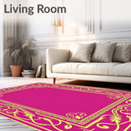 Ornate Yellow Floral Border Design Rug