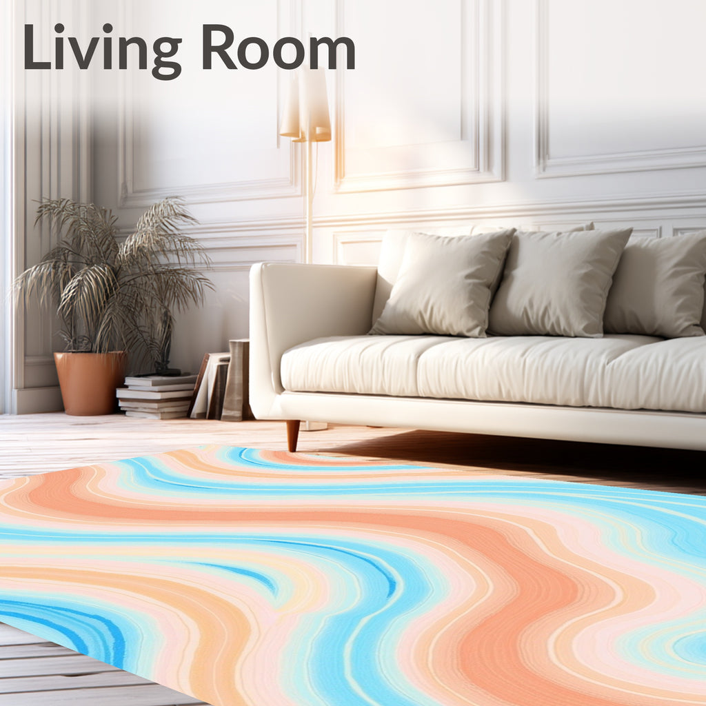 Pastel Wavy Swirl Design Rug