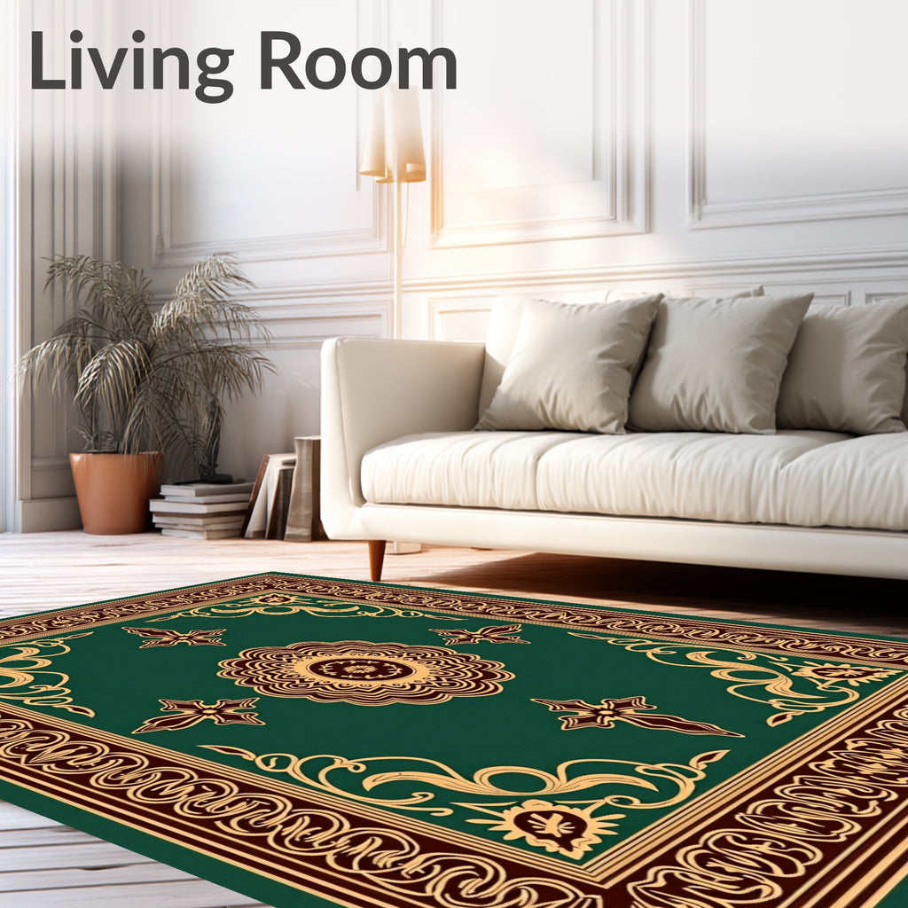 Ornate Floral Medallion Border Rug