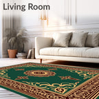 Ornate Floral Medallion Border Rug
