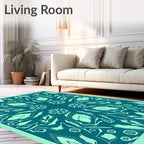 Teal and Mint Mandala Floral Rug