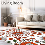 Radiant Mandala Orange Floral Design Rug