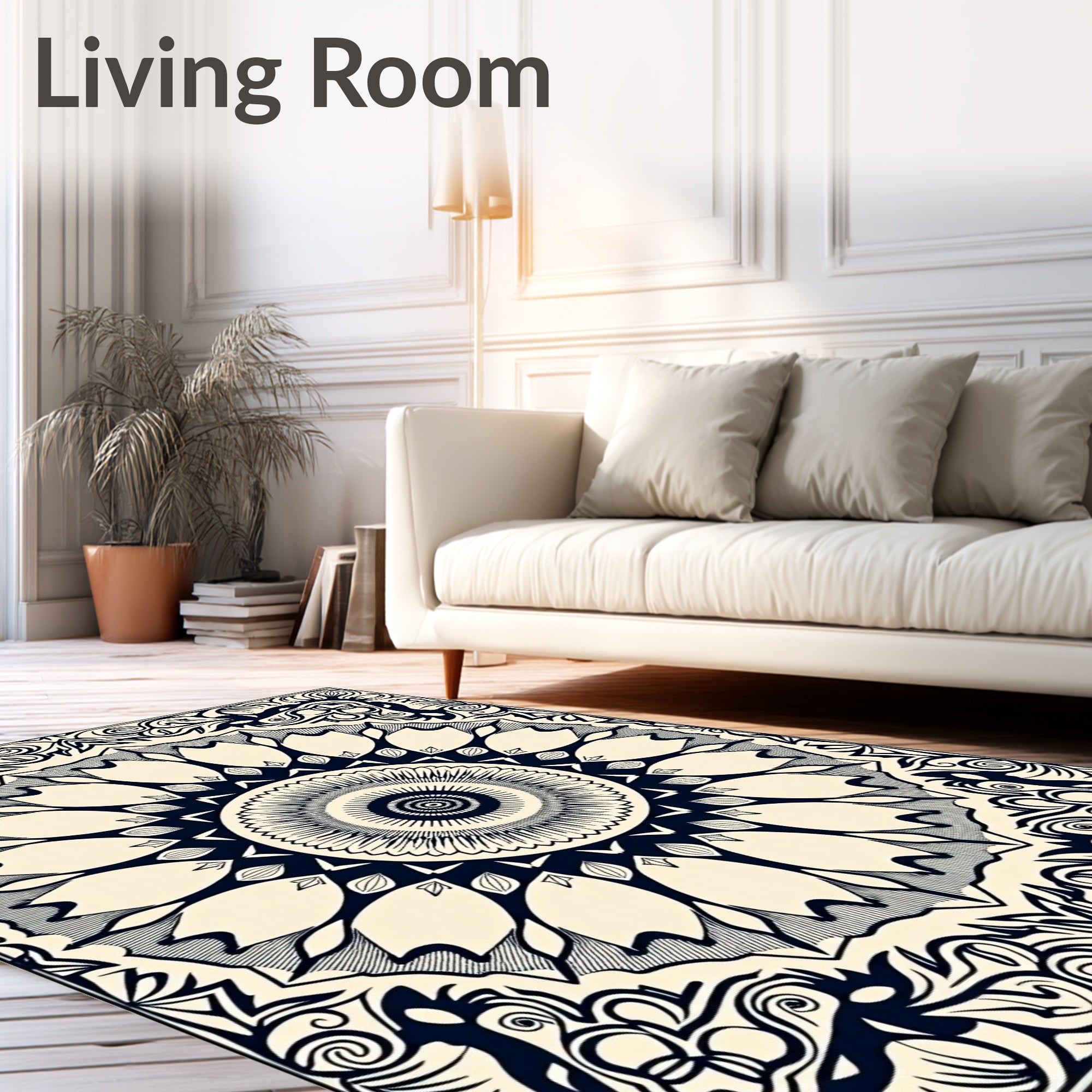 Classic Inverted Petal Radial Design Rug