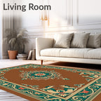 Ornate Floral Center Medallion Border Rug