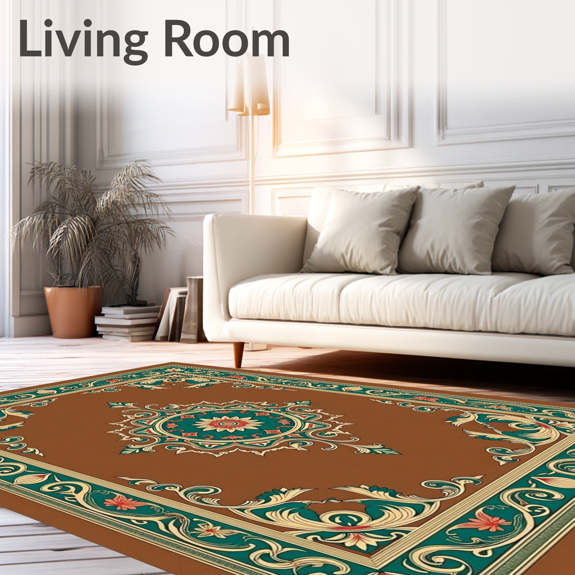 Ornate Floral Center Medallion Border Rug