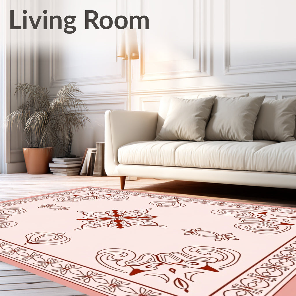 Elegant Floral Swirls Patterned Rug