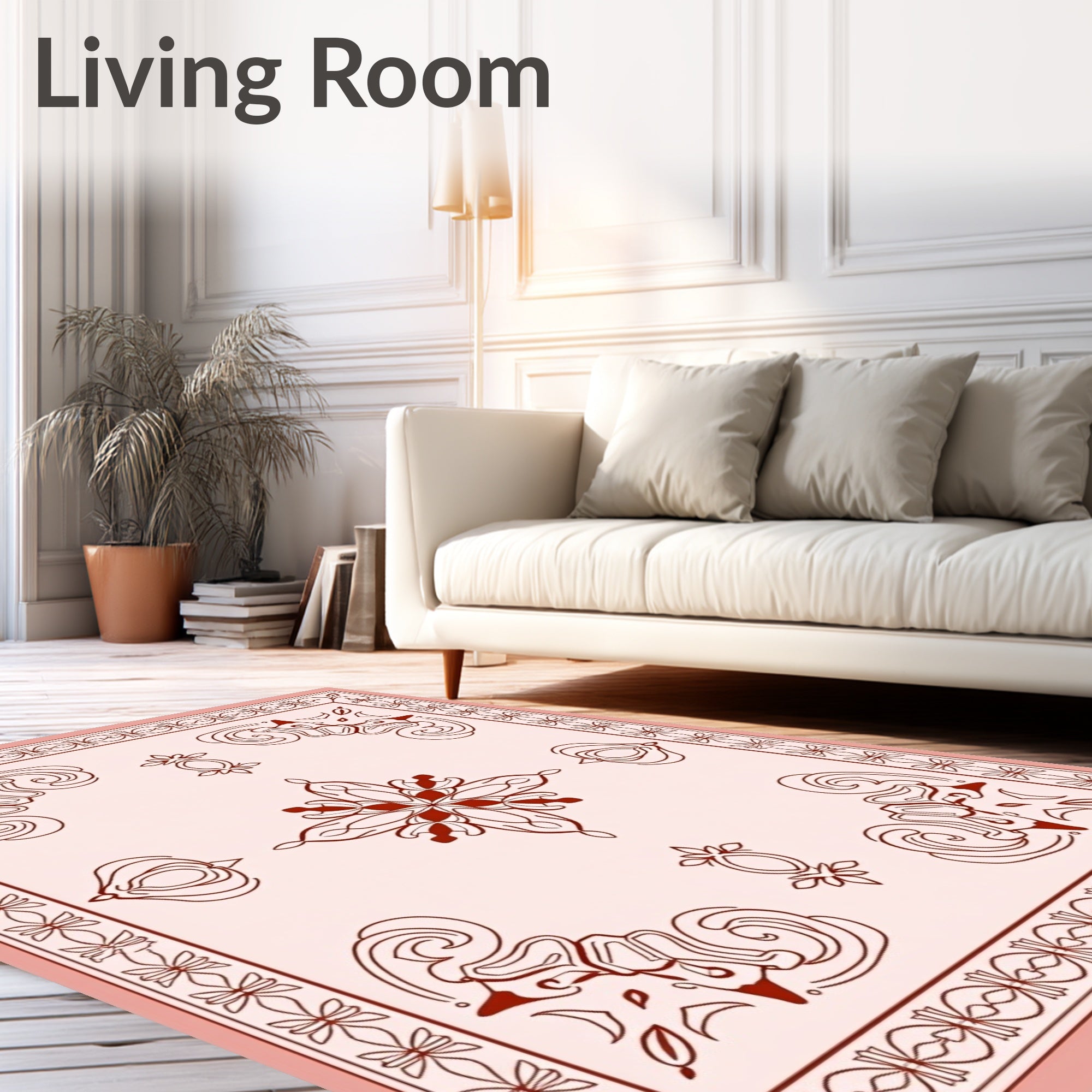 Elegant Floral Swirls Patterned Rug