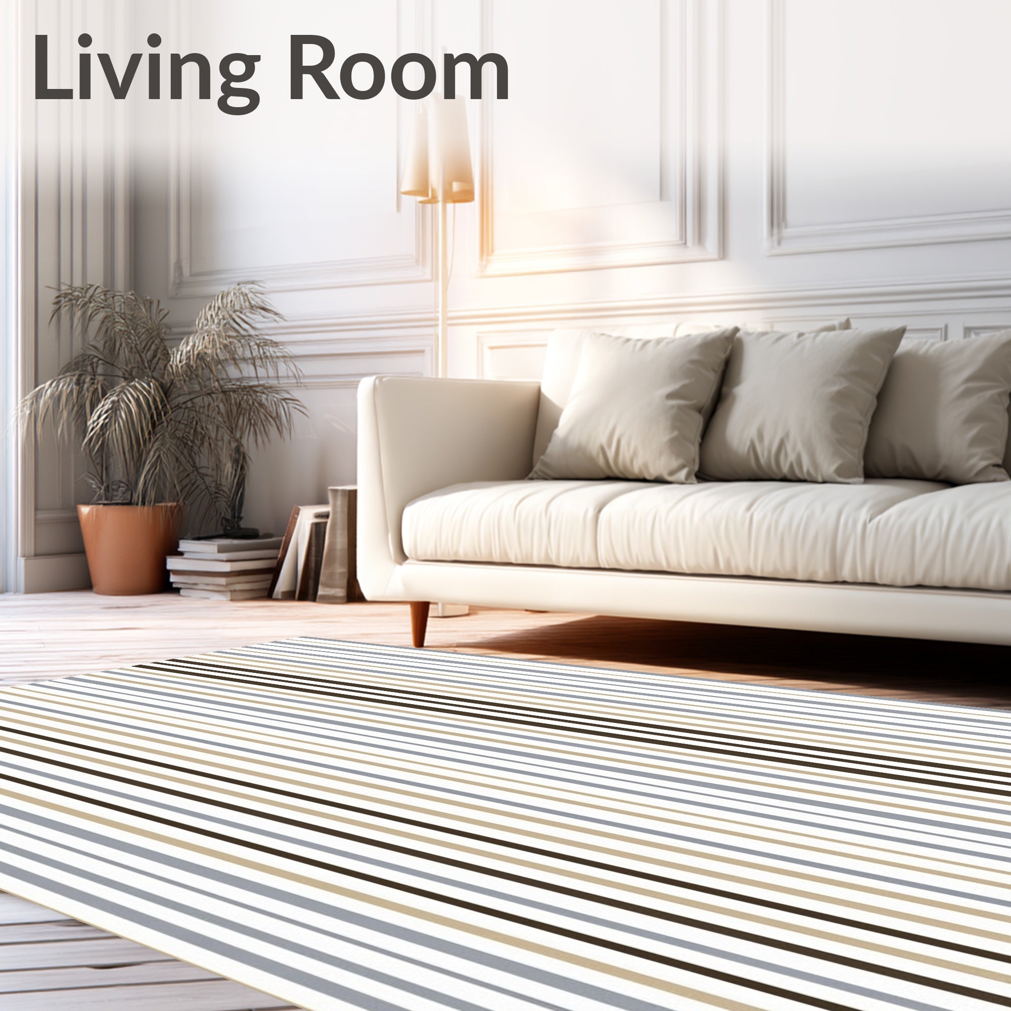 Vertical Stripe Pattern Neutral Tones Rug