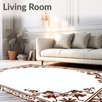 Elegant Scroll Floral Corner Border Rug